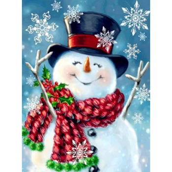 Diamanttavla Snowman Snowflakes 30x40