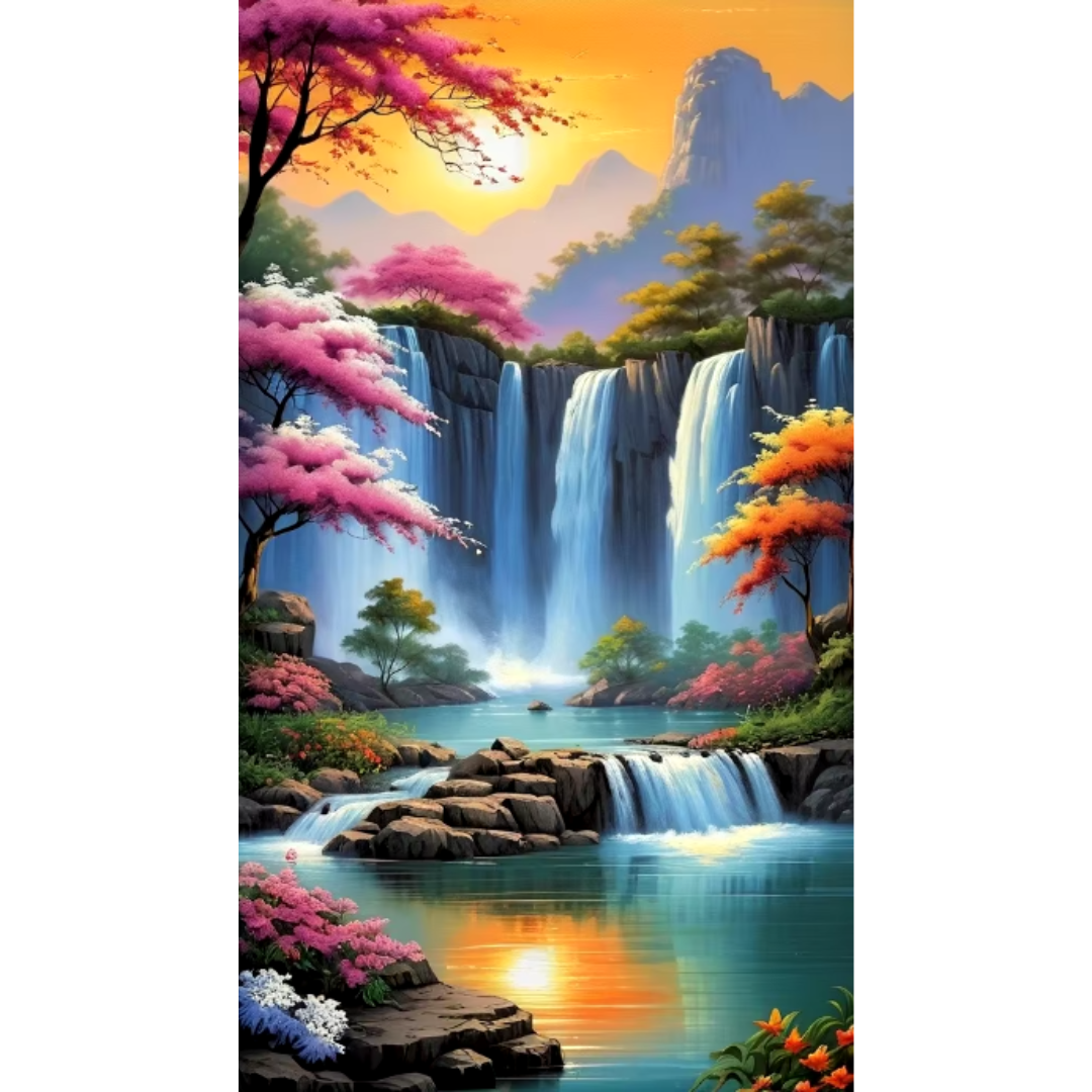 Diamanttavla Beautiful Waterfalls 40x80