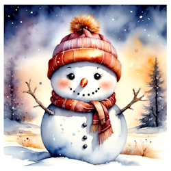 Diamanttavla Snowman 40x40