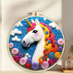 Wool Painting Unicorn 20x20