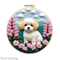 Wool Painting Cute Puppy 20x20