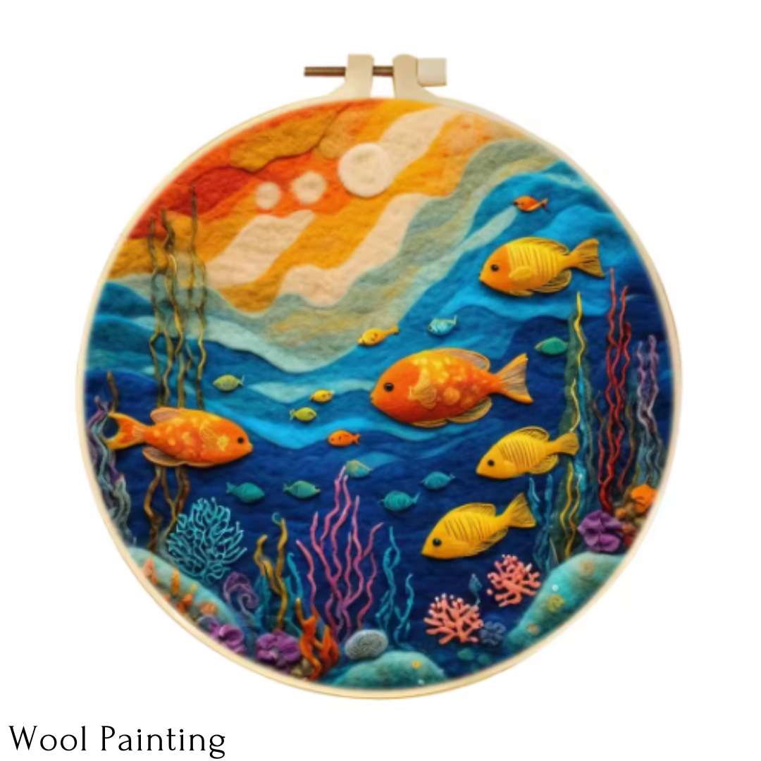 Wool Painting Korallrev 20x20