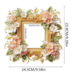 Diamond Painting Ram Beiga Blommor 23,4 cm x 24 cm