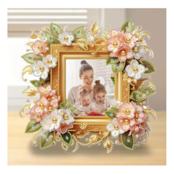 Diamond Painting Ram Beiga Blommor 23,4 cm x 24 cm