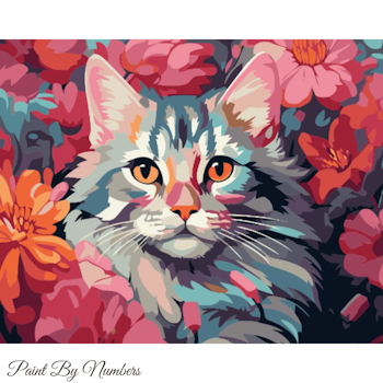 Paint By Numbers Cat And Flowers 40x50