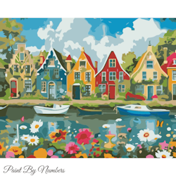 Paint By Numbers River Houses 40x50