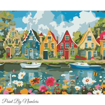Paint By Numbers River Houses 40x50