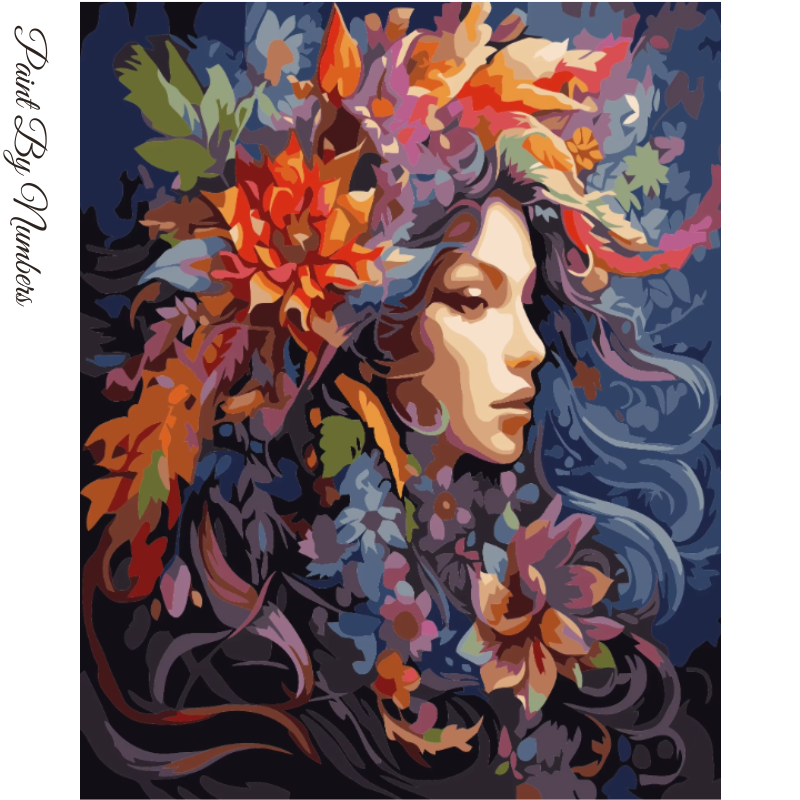 Paint By Numbers Woman Color Flower 40x50