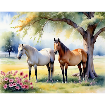 Diamanttavla Hästar I Sommarhage 40x50 - REA