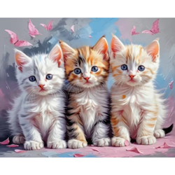 Diamanttavla Kittens And Butterflies 40x50