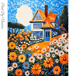 Paint By Numbers House Flowergarden 40x50