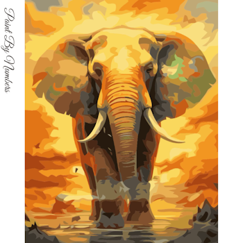 Paint By Numbers Elefant Solnedgång 40x50