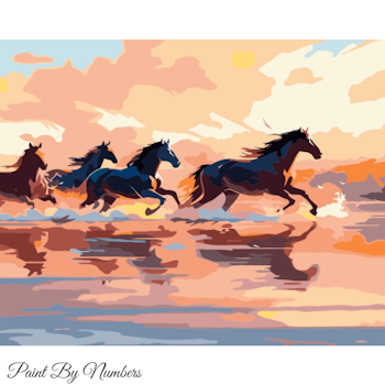 Paint By Numbers Horses Sunset 40x50