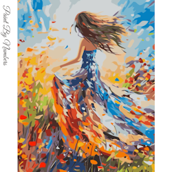 Paint By Numbers Woman Color Dress 40x50
