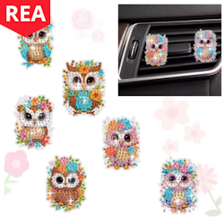 Diamond Painting Bildekoration 6-Pack Ugglor -REA