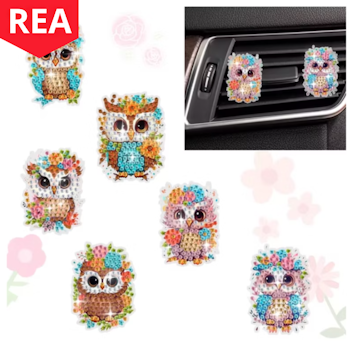 Diamond Painting Bildekoration 6-Pack Ugglor -REA