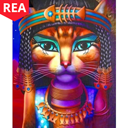 Diamanttavla Egyptian Cat 30x40 - REA