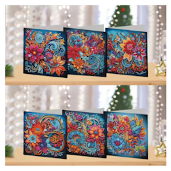 Diamond Painting Kort 6-Pack Colorful Flowers