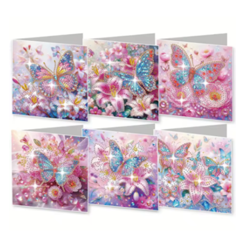 Diamond Painting Kort 6-Pack Butterflies