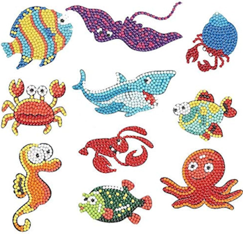 Diamond Painting Stickers Havsdjur 10-Pack - REA