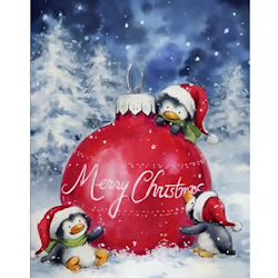 Diamanttavla Pingviner Christmas 30x40