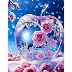 Diamanttavla Frozen Apple Roses 30x40