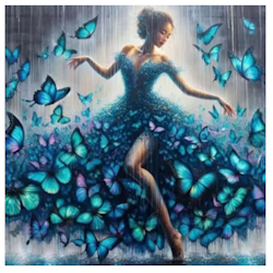 Diamanttavla Woman Butterfly Dress 50x50