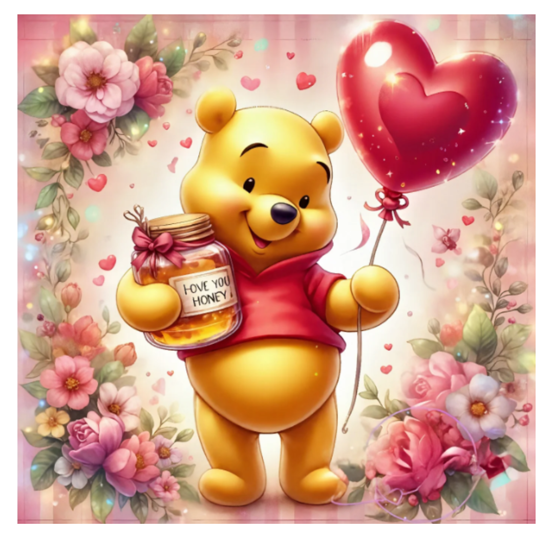 Diamanttavla Pooh Honey 40x40 - Leverans v. 24