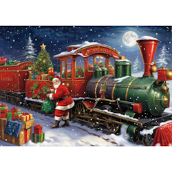 Diamanttavla Christmas Train 40x50