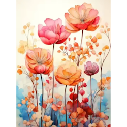 Diamanttavla Poppy Flowers 30x40