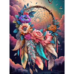 Diamanttavla Dreamcatcher Flowers (Runda Pärlor)  40x50 - Lev. v. 24