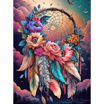Diamanttavla Dreamcatcher Flowers (Runda Pärlor)  40x50 - Lev. v. 24