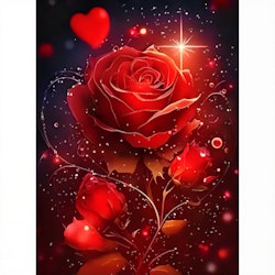 Diamanttavla Red Sparkling Rose 40x50 - Leverans v. 26-27