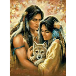 Diamanttavla Couple And Wolf 40x50 - Leverans v. 26-27