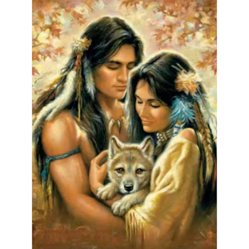 Diamanttavla Couple And Wolf 40x50 - Leverans v. 26-27