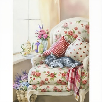 Diamanttavla Katt I Fotölj 40x50 - Leverens vecka 26-27