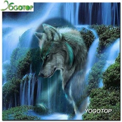 Diamanttavla (R) Wolf Waterfall 50x50