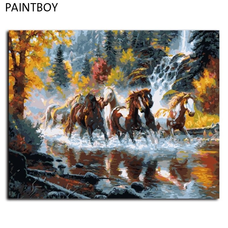 Paint By Numbers Forest Horses 40x50