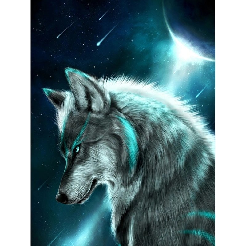 Diamanttavla Wolf Galaxy  40x50