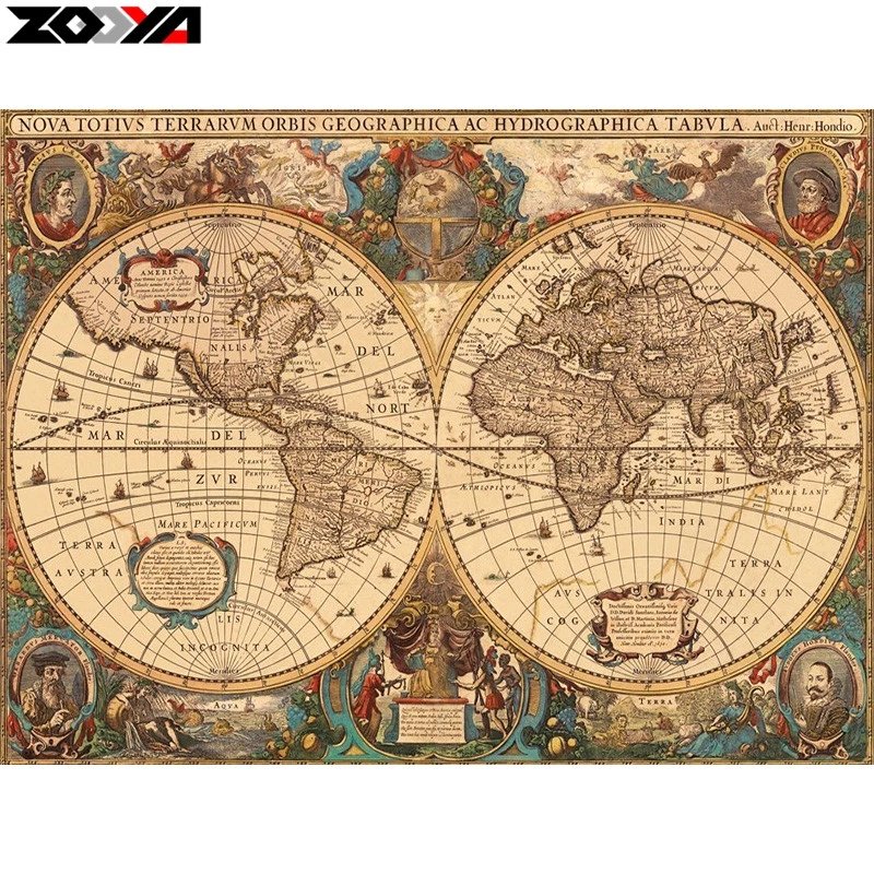 Diamanttavla Map Of The World  60x45