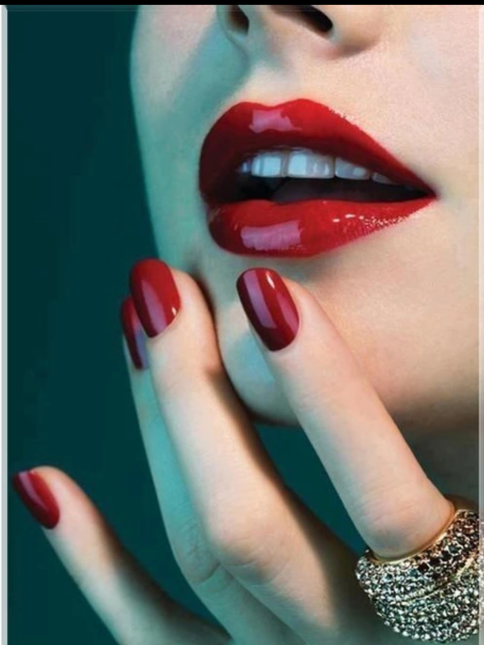 Diamanttavla Red Lips Woman 40x50