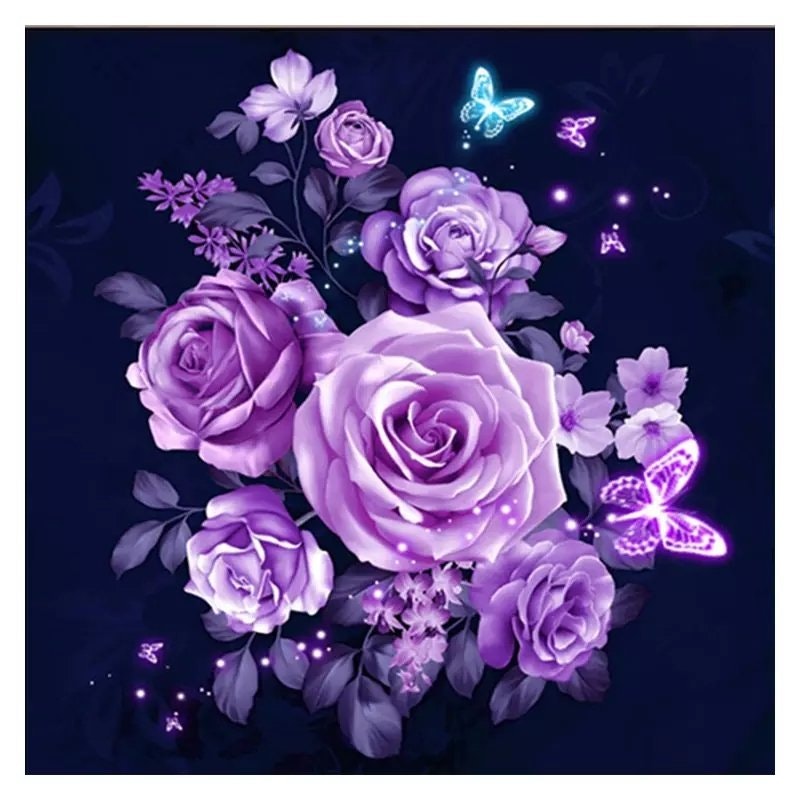Diamanttavla Purple Rose Dream 40x40