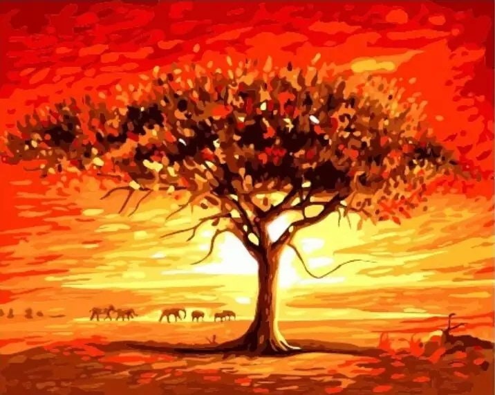 Paint By Numbers African Tree 40x50