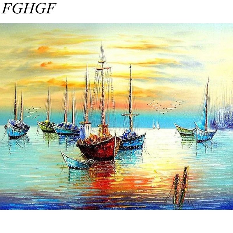Paint By Numbers Sunset Sailboats 40x50