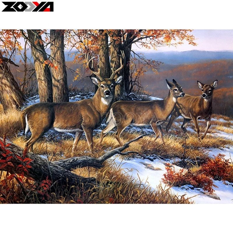 Diamanttavla (R) Deer On Mountain 50x70
