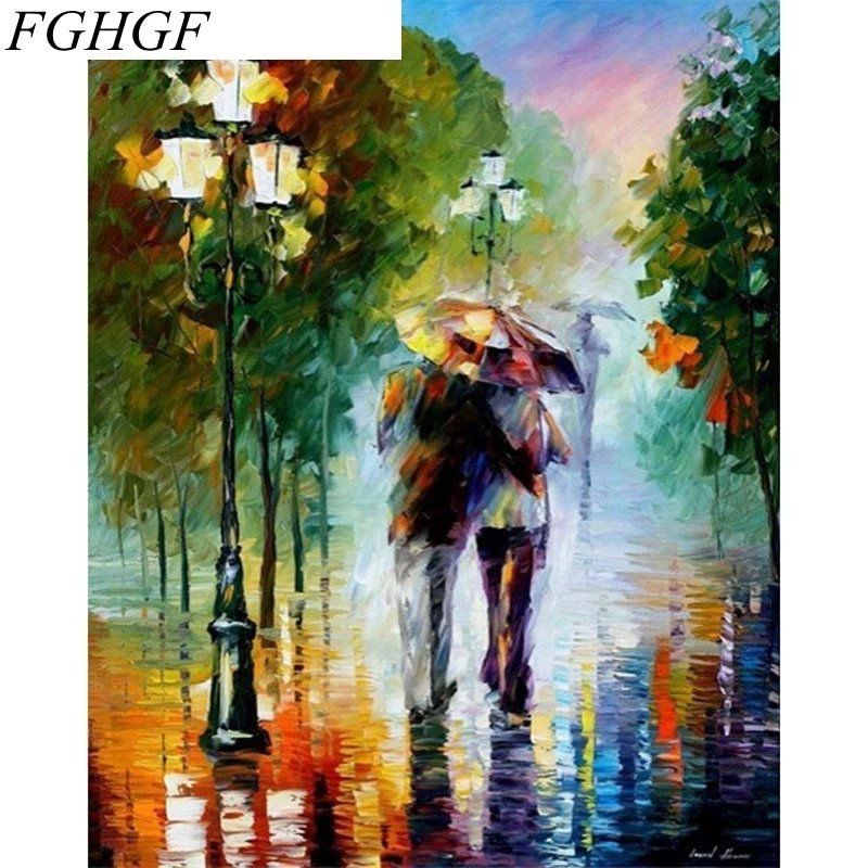 Paint By Numbers Walking In Rain 40x50