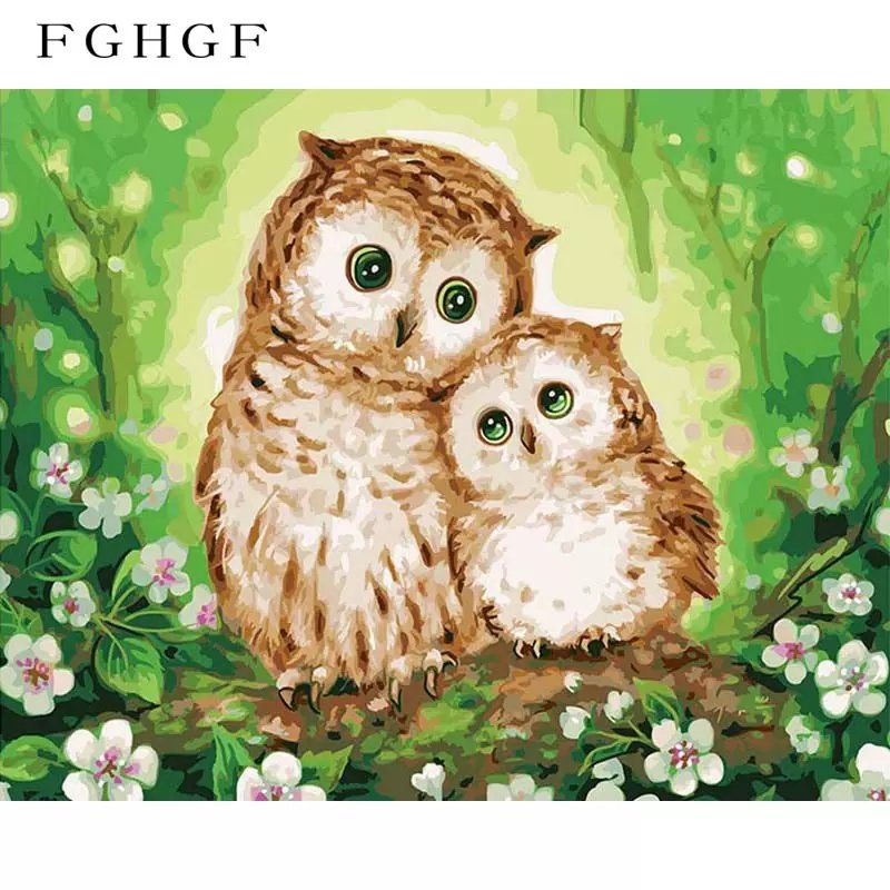 Paint By Numbers Cute Owls 40x50
