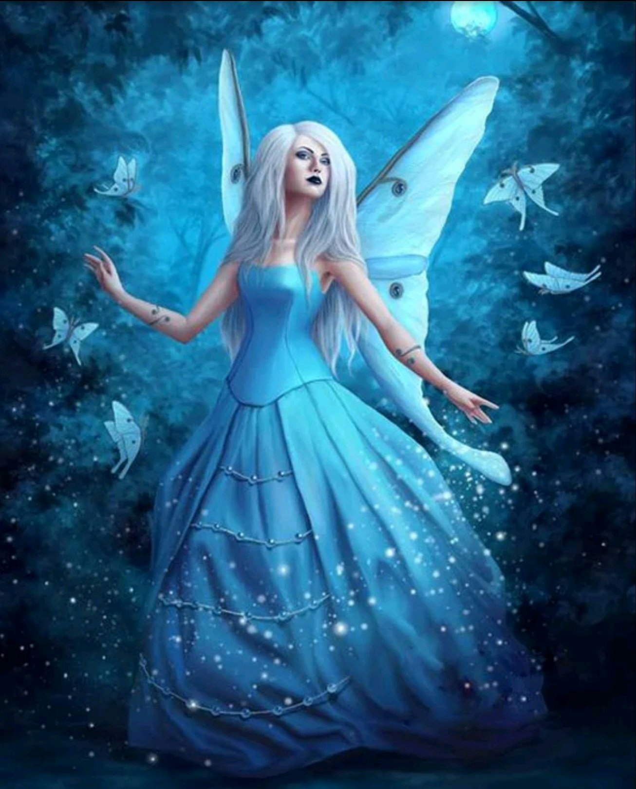 Diamanttavla Blue Butterfly Fairy 40x50