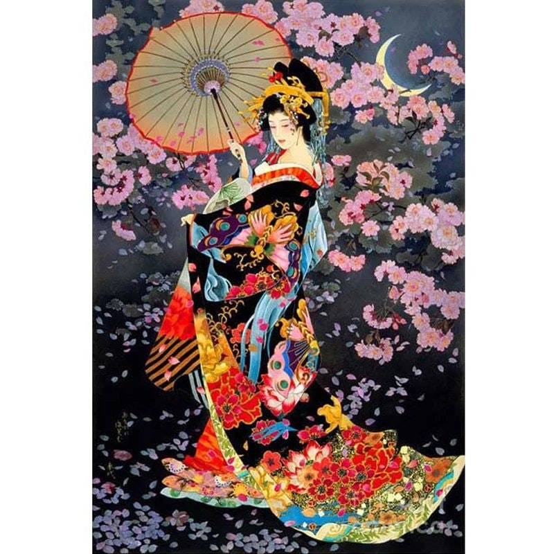 Diamanttavla Geisha With Umbrella 50x60