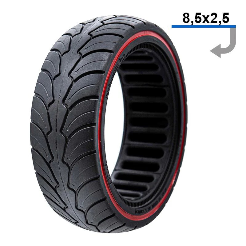 Däck Ultra light solid 8x2.5-6.1/B58 - red line- DUALTRON Mini